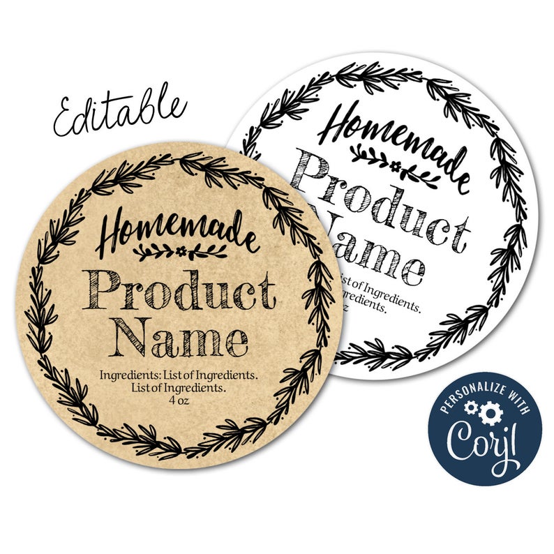 Round Candle Label Template, Editable Candle Lid Sticker Label, Pre  Designed Circular Modern Candle Label Template Instant Download Jamie 