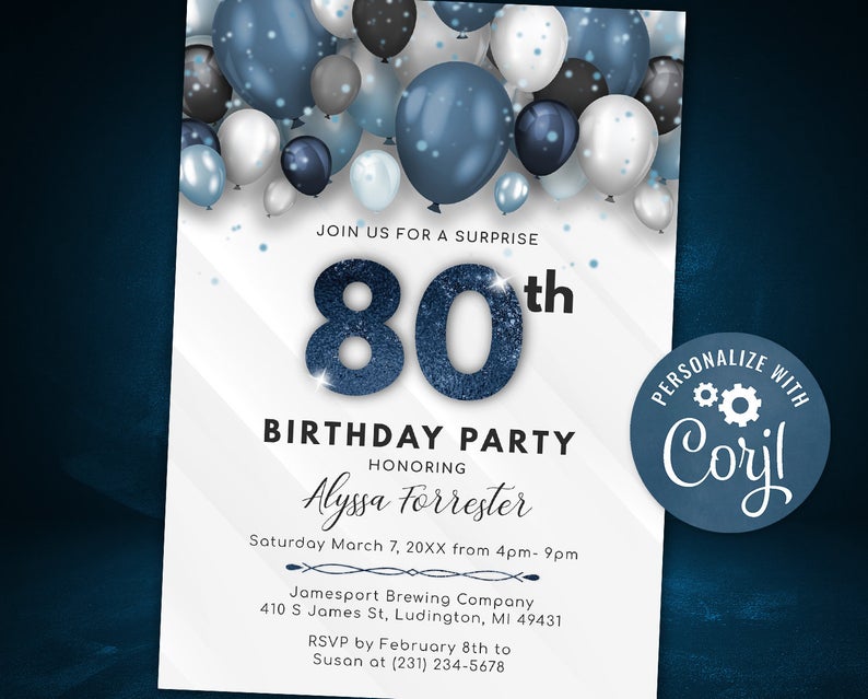80Th Birthday Invite Templates Free