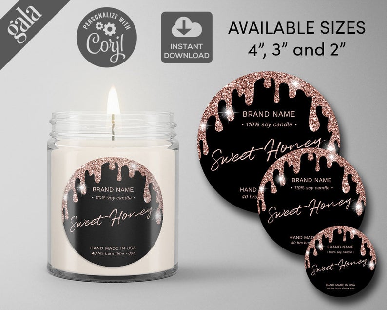 Round Candle Label Template, Editable Candle Lid Sticker Label, Pre  Designed Circular Modern Candle Label Template Instant Download Jamie 
