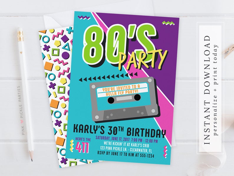 80s party invite