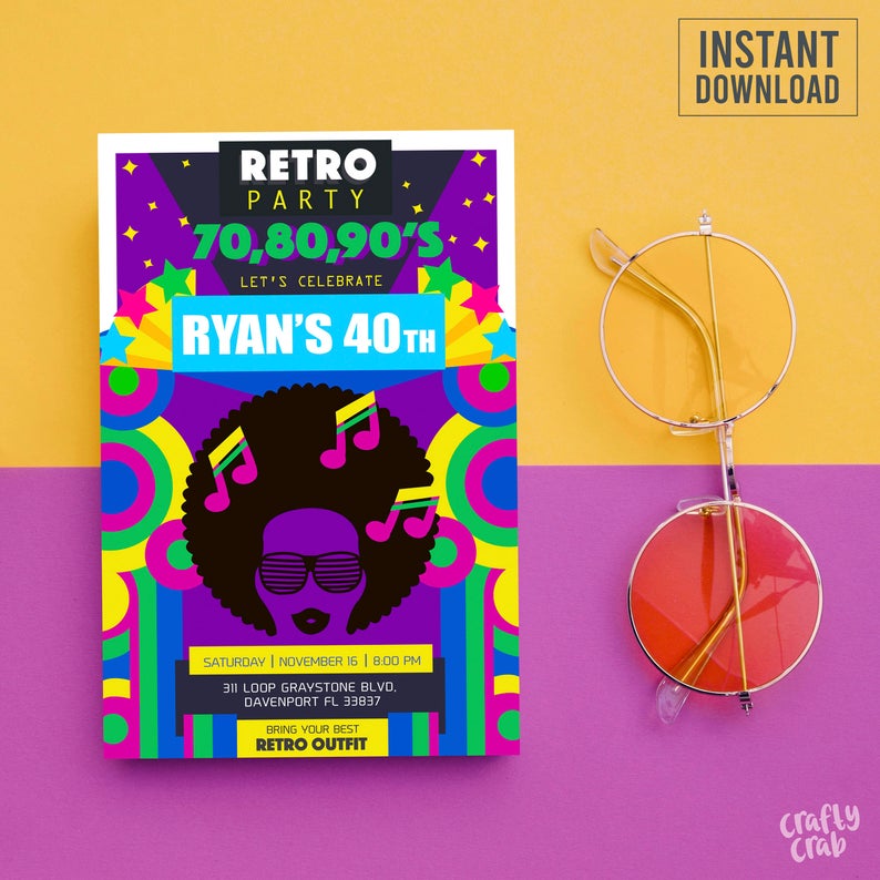 80s party invitations template free